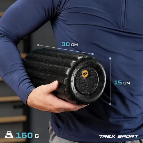 Роллер масажер ребристий Trex Sport TX-030EPR EPP 30см чорний